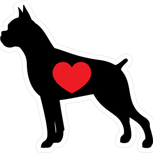 I Love My Boxer Silhouette With Heart Magnet