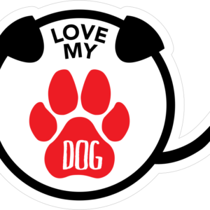 I Love My Dog Puppy Paw Circle With Tail Magnet