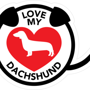 I Love My Dachshund Puppy Heart Circle With Tail Magnet