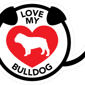I Love My Bulldog Puppy Heart Circle With Tail Magnet