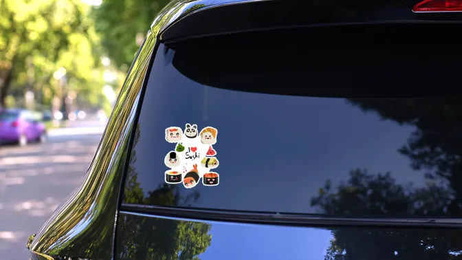 Cute I Love Sushi Rolls Sticker - Image 2