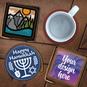 Custom Leatherette Coaster Set Printed With Your Design